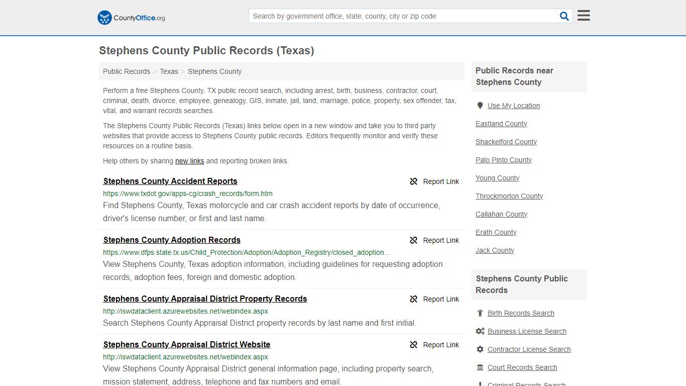 Stephens County Public Records (Texas) - County Office