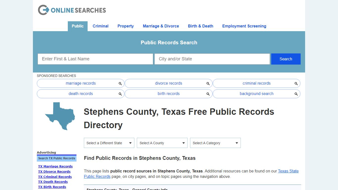 Stephens County, Texas Public Records Directory