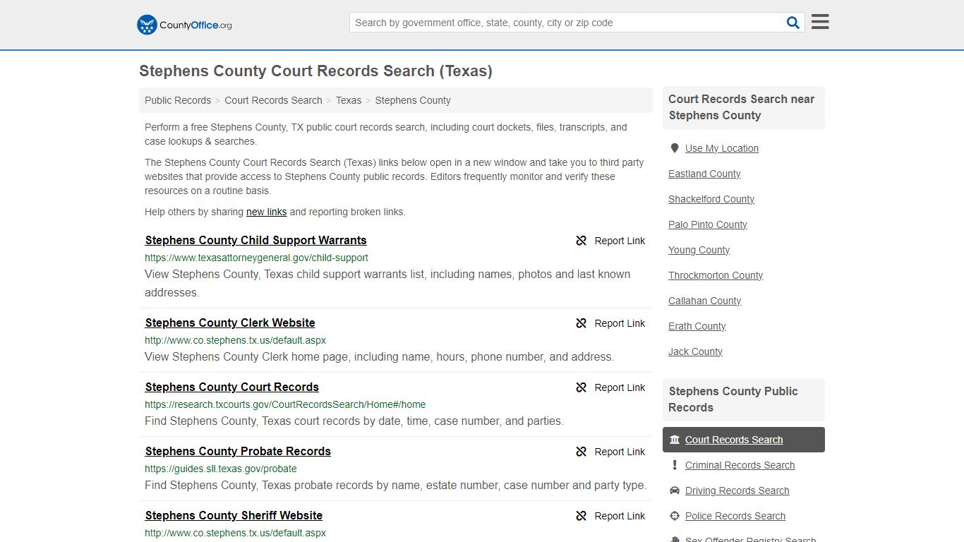 Stephens County Court Records Search (Texas) - countyoffice.org